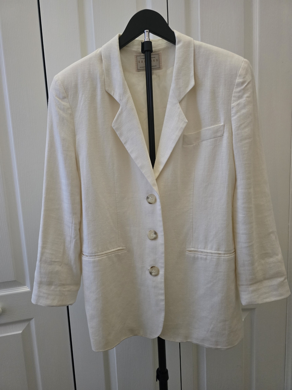 Vintage Express Women's Cream Summer Linen-Blend Blazer